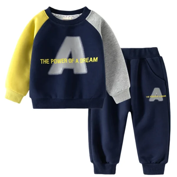 Autumn Toddler Boy 2PCS Clothes Set Cotton Thicken Spliced Shark Sweatshirt Letter Warm Jogger Pant Baby Boy Outfit Kid Boy Suit 5