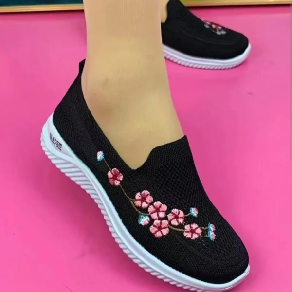 Women Sneakers Mesh Breathable Floral Comfort Mother Shoes Soft Solid Color Fashion Female Footwear Lightweight Zapatos De Mujer 1