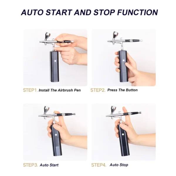 Professional Cordless Airbrush Compressor Super Works Quiet Replace Battery Power Display Art Design Nail Tool 5