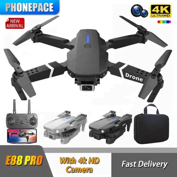 Phonepace E88 Pro WIFI FPV Drone Wide Angle HD 4K 1080P Camera Height Hold RC Foldable Quadcopter Dron Helicopter Toys Gift 1