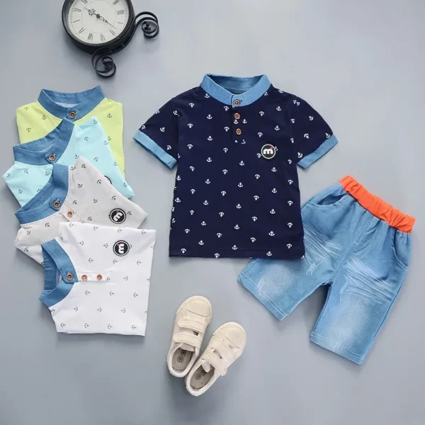 2022 Summer boys clothes sets Baby boy fashion print T-shirt + shorts  2 pieces baby cotton clothing set 6