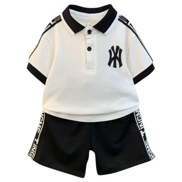 Summer Baby Boy Clothes Set Children Lapel Tshirts and Shorts 2 Pieces Suit Kid Letter Short Sleeve Top Bottom Outfit Tracksuits 6