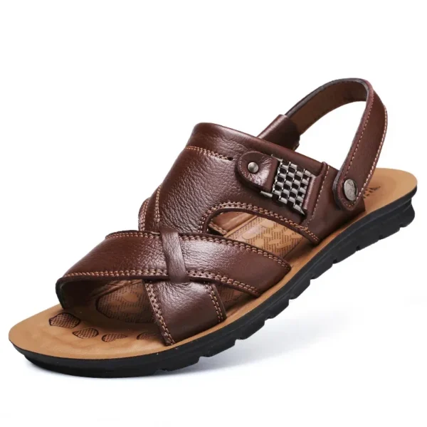 Men Sandals  Male Leather Sandals Classic Men Slippers Beach Shoes for Men Comfortable Walking Roman Sandalias Big Size 48 3