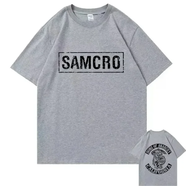 Sons of Anarchy SAMCRO Double Sided Graphic T-shirt Men Womnen Hip Hop Punk Rock Tees Short Sleeve Summer Casual Cotton T Shirts 4