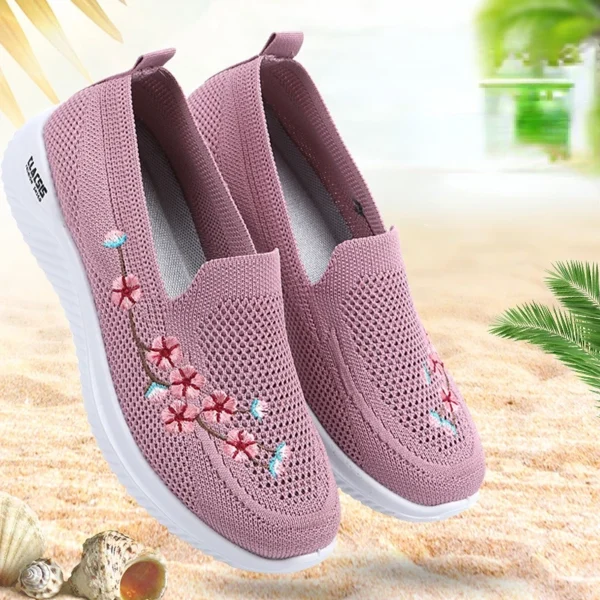 Shoes Women Sneakers Mesh Breathable Floral Comfort Mother Soft Solid Color Fashion Female Footwear Lightweight Shoes for Women 1