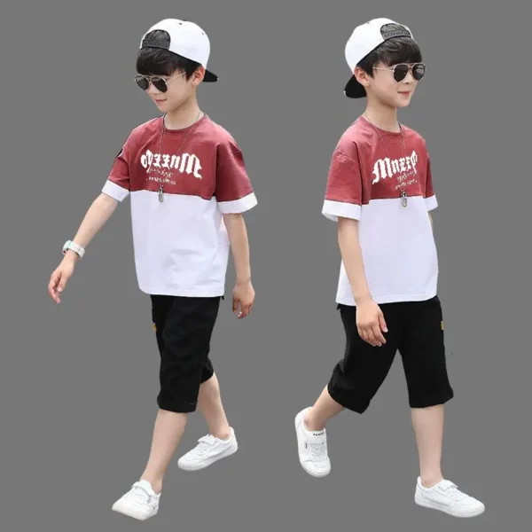 Boys Clothing Sets Tracksuit Teen 6 8 9 10 12 Year Summer Casual Outfit T-shirt + Pants Boys Clothes Children Clothing Suit Kids 3