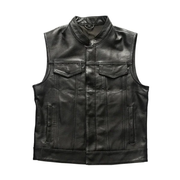 2024 New Style Men's Cowhide Sheepskin Genuine Leather Vest Man Motorcycle Biker Vests Male Waistcoat Fashion Sleeveless Jackets 5