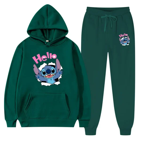 2023 Hello Hip Hop Suit Fashion Sports Hoodie Disney Lilo & Stitch Film Leisure Sportswear Autumn/Winter Set  For Men Women 6