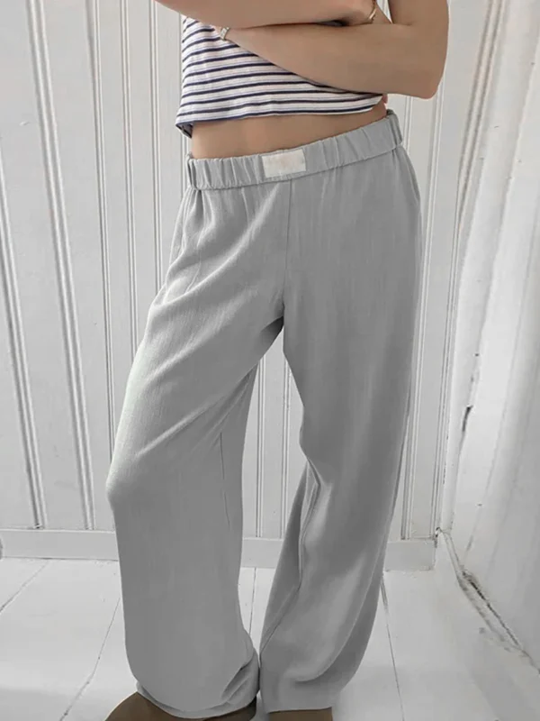 2024 New Fashion Women Casual Pants, Elastic Waist Solid Loose Trousers Lounge Pants Streetwear for Daily 6