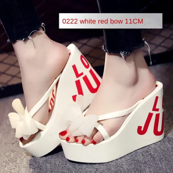 Summer Beautiful Ladies Super High-Heeled Platform Flip-Flops11cm Beach Shoes Wedding Slippers Women Luxury Heels Slippers 5