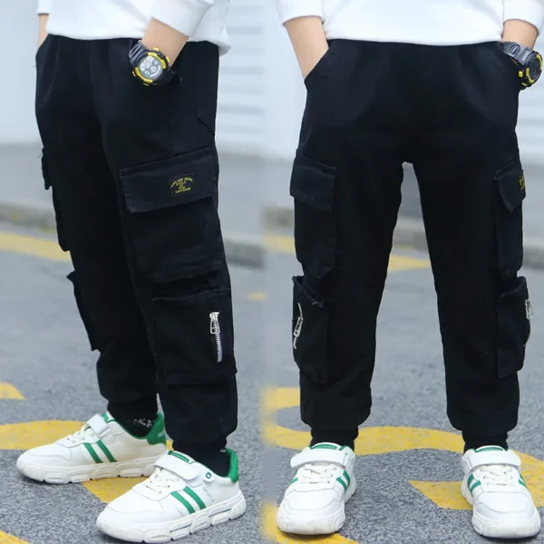 Boys Cargo Pants Spring Streetwear Jogger Sweatpant Trousers Teenage Kids Elastic Waist Long Pants for Children 10 to 12 Years 1