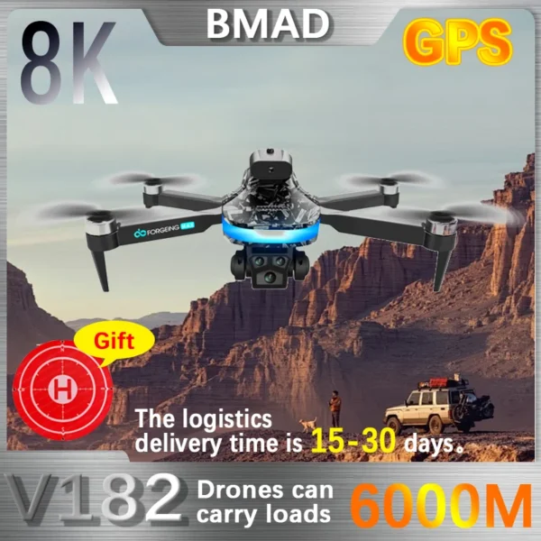 BMAD V182 Drone Three Camera Aerial Photography Aircraft 2.4G Brushless Optical Flow Obstacle Avoidance Aerial Photography Drone 1