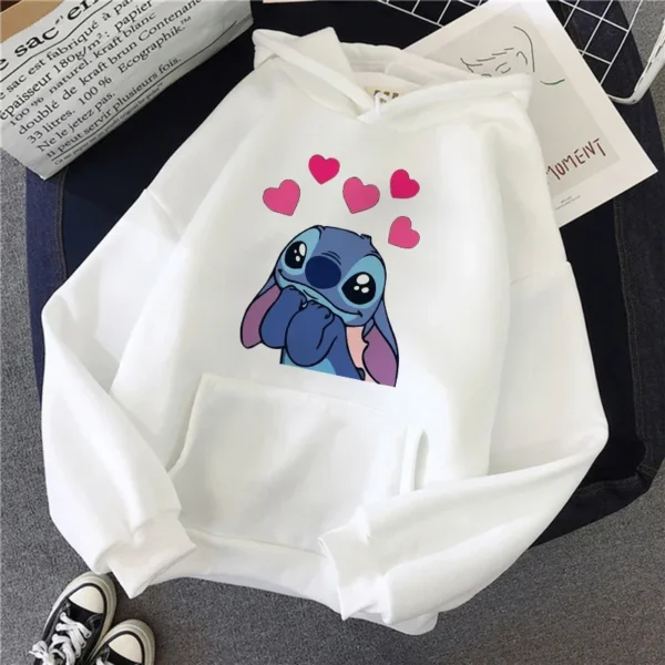 New Christmas Sweatshirt Lilo Stitch Disney Funny Cartoon Hoodies Women Harajuku Cute Stitch Anime Manga Streetwear Hoody Female 1