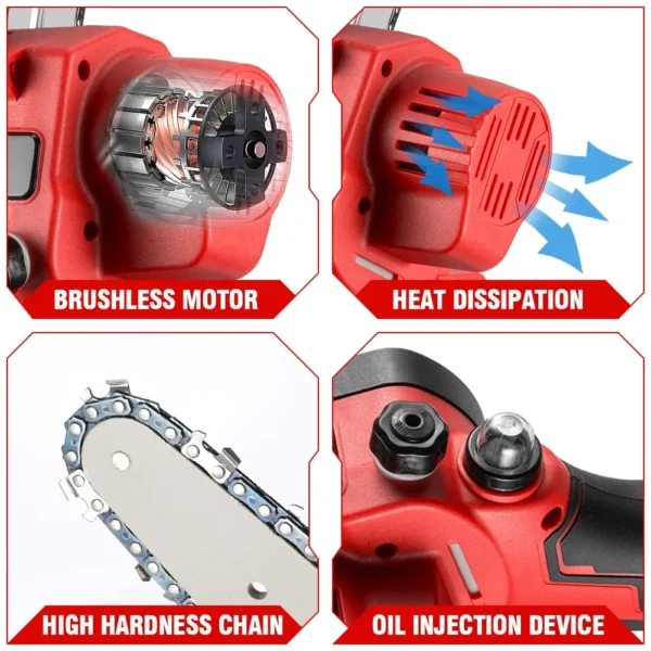 8Inch Brushless Electric Saw Cordless Oil Electric Chain Saw With Digital Display Woodworking Power Tool For Makita 18V Battery 4