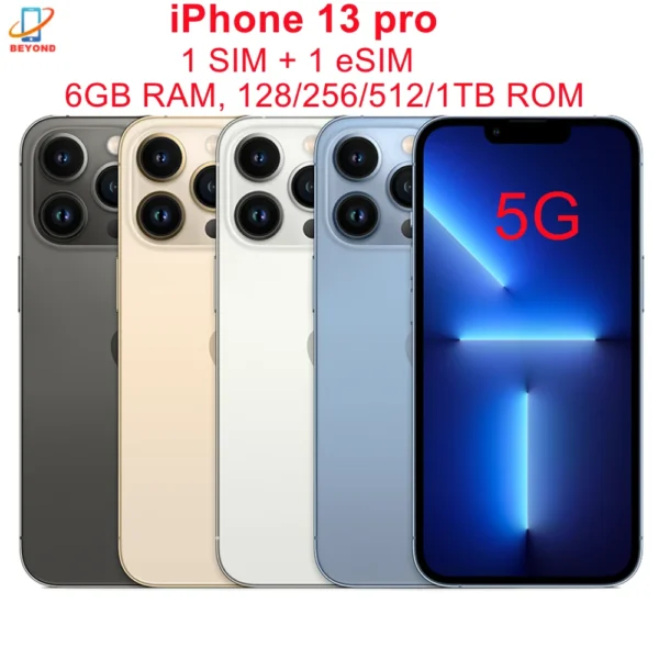 Apple iPhone 13 Pro 128/256/512GB/1TB ROM 6.1" Super Retina OLED RAM 6GB A15 IOS Face ID NFC 5G Smartphone 13pro 98% New Phone 2