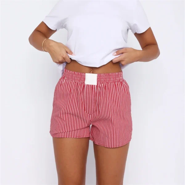 Women Y2K Vintage Striped Pajamas Shorts Women's Fashion Loose Shorts Stripe High Elastic Waist Short Pants Summer Casual Shorts 3