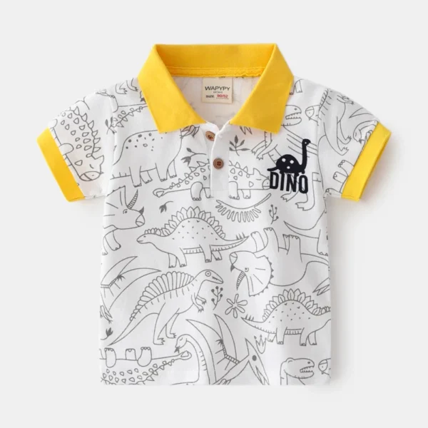 Kids Polo T Shirt Boys 1 to 2 3 4 5 6 7 Years 2024 Soft Toddler Boy Clothes Summer Children Polo Tshirt Dinosaur Summer Clothing 6