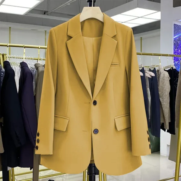 Autumn Office Lady Yellow Blazer For Women 2023 Long Sleeve Slim High Quality Blazers Mujer Coats Jacket Winter Clothing Outwear 1