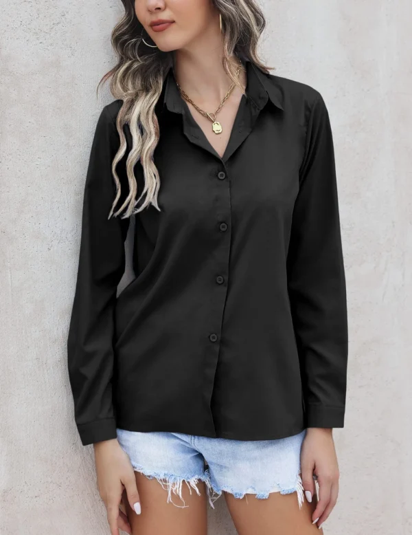 2024 Summer Women's Shirts & Black High Quality Button Long Sleeve Shirt Fit Female Clothing Elegant and Youth Woman Blouses 3