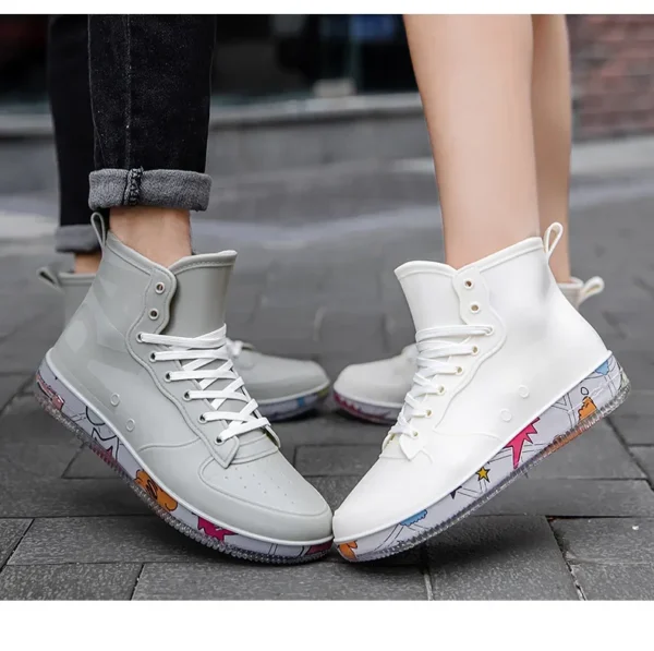 Men Rain Boots Fashion Trendy Nude Boots Anti-skid Work Chef Shoes Durable Waterproof Rubber Fishing Shoes Male Sneakers 2023New 4