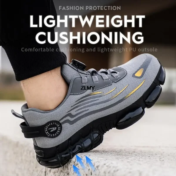 ZLMY Rotary Button Safety Shoes Men Steel Toe Sneakers Puncture Proof Work Safety Boots Sport Work Shoes Anti-smash Man Boots 4