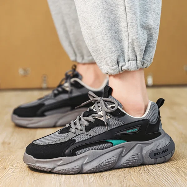 Thick Sole Versatile Clunky Sneaker For Men 2023 New Trend Mesh Lace Up Breathable Casual Sports Shoes Increased Soft Soles 5