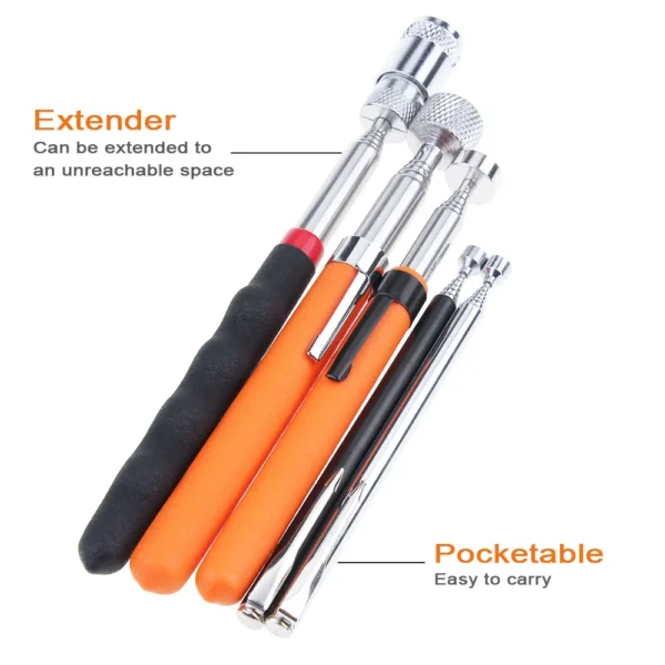 Telescopic Magnetic Pen with Light Portable Magnet Pick-Up Tool Extendable Long Reach Pen Tool for Picking Up Screws Nuts Bolt 6