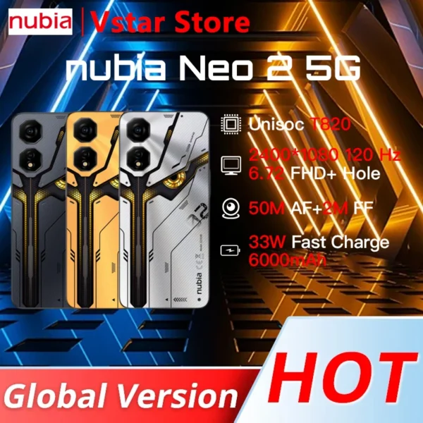 Global Version Nubia Neo 2 5G smartphone 6000mAh long-lasting battery 6.72 FHD+ Hole 120Hz 50M NFC 1