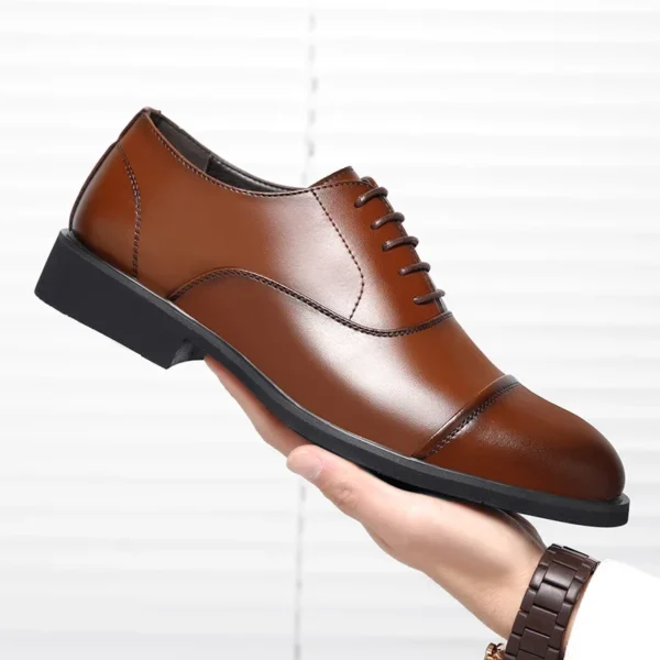 New Men 37-46 Men's Flat / 6CM Heightening Elevator Shoes Business Formal Leather Shoes Man British Casual Wedding Suit Shoes 5