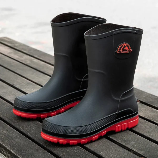 Men's Work Safety Shoes Men's Rain Boots Non-slip Water Shoes Mid-calf Boots Waterproof Rubber Shoes Fishing Shoe 2