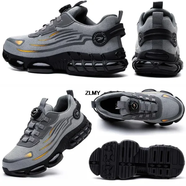 ZLMY Anti-slip Safety Shoes Men Steel Toe Sneaker Puncture Proof Rotary Button Safety Work Boots Man Sport Work Shoes Anti-smash 6