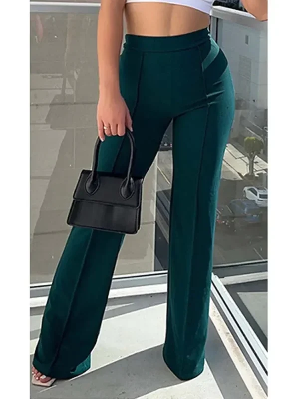 Fashion Solid Slim Flared Pants Women High Waist OL Ladies Career Long Trousers Female Fall  Chic Dropping Bell-Bottom Pants 1