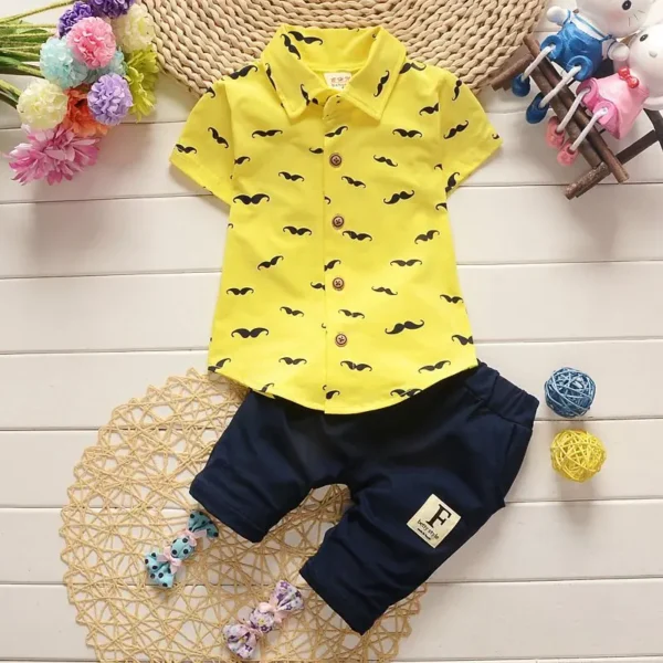 Summer New Cute Boy Suit Children's Printed Short-Sleeved Printed Shirt + shorts Suit Children's Cotton Cute Baby Clothes 1