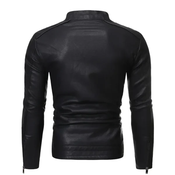 2024 Male Casual New Spring and Autumn Men's Jacket Fashion Trend Korean Slim Fit Casual Men's Leather Jacket Motorcycle Jacket 3