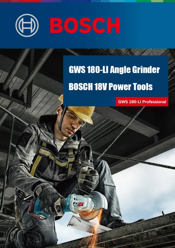 BOSCH GWS180-LI Angle Grinder Cordless GWS 180 li Rechargeable Grinder Brushless Professional Cutting Machine Portable Polisher 5