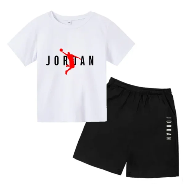 Basketball star Printing Children's T-shirt Tops +Shorts Fashion Leisure Clothing Toddler 3-12 Year Boys Girls Round neck Set 1