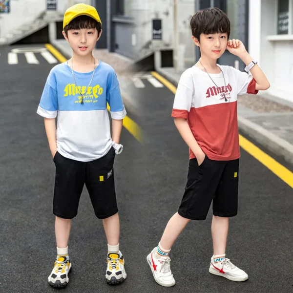 Boys Clothing Sets Summer Casual Outfit T-shirt + Pants Boys Clothes Children Clothing Suit Kids Tracksuit Teen 6 8 9 10 12 Year 2