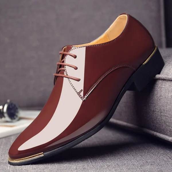 mens patent leather shoes men dress shoes lace up Pointed toe wedding Business party 5 colors big size  rtg5 3