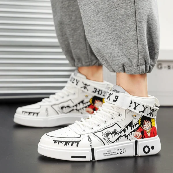 Anime One Piece Women Shoes Men High-Top Board Shoe Autumn Winter Cartoon Graffiti Boy Girl Student Sneaks Casual Shoes New 6