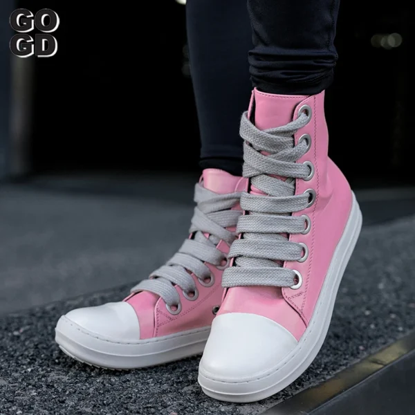 GOGD Brand Fashion Women's Ankle Boots Newest 2023 Autumn Platform Vulcanize Shoes Lace-Up Round Toe Sports Flat Boots Sneakers 5