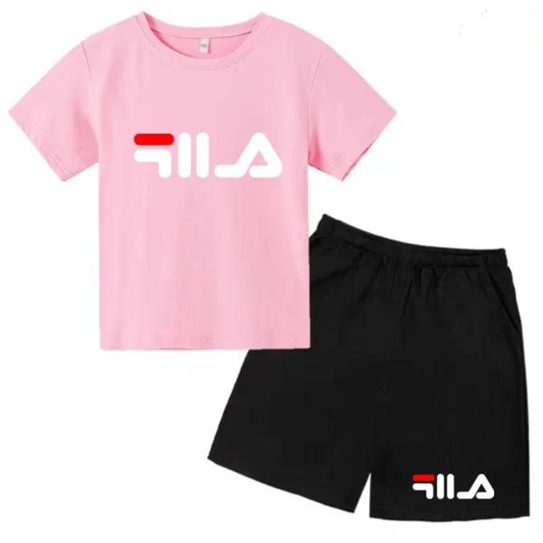 Kids Summer Causal Letter Print Soft Round Neck T-shirts+Pants 2pcs Sporty Suits 2-13 Years Boys Girls Outfits Children Clothes 5