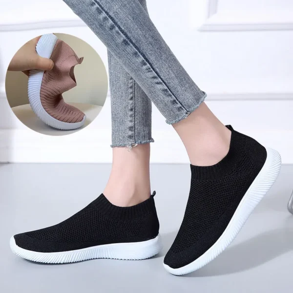 Rimocy Breathable Mesh Platform Sneakers Women Comfort Soft Sole Elastic Knit Flat Shoes Woman 2023 New Parent-child Sneakers 3