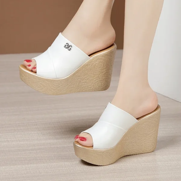 Summer New Ladies Slippers Fashion Platform Wedge Women's Sandals 2024 Designer High Heel Sandals Open Toe Fish Mouth Shoes 3