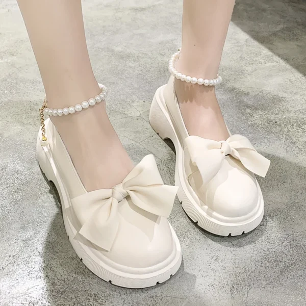 Women Thick Platform Mary Janes Lolita Shoes Party Pumps Summer New Sandals Bow Chain Mujer Shoes Fashion Oxford Zapatos 2