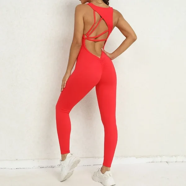 Fashion Sexy Hollow Scrunch Monkeys Women Gym Sport Jumpsuit Raises Butt White Black Female Yoga Fitness Overalls Summer Outfits 5