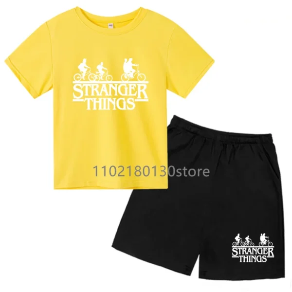 Summer Boys Girl Cotton Hugo T-Shirt Set Children Clothes Kids Short Sleeve T Shirt Shorts Tracksuit Sports Suit 2 Piece Sets 5