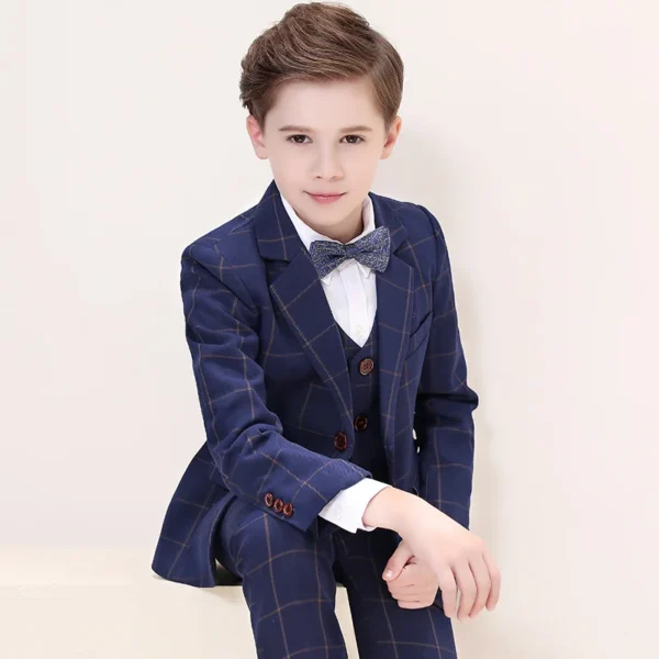 Kids Boys White Blazer Vest Pants 3PCS Set Children Baptism Wedding Prom Suit Baby Boy Elegant Dress Teenager Party Costume 4