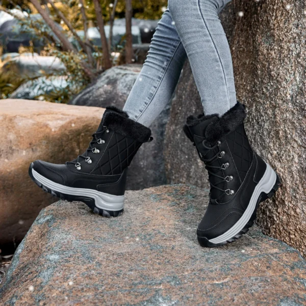 New Winter Women Boots High Quality Warm Snow Boots Lace-up Comfortable Ankle Boots Outdoor Waterproof Hiking Boots Size 36-42 4