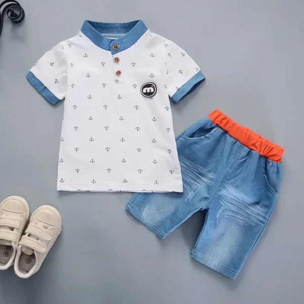 2022 Summer boys clothes sets Baby boy fashion print T-shirt + shorts  2 pieces baby cotton clothing set 2