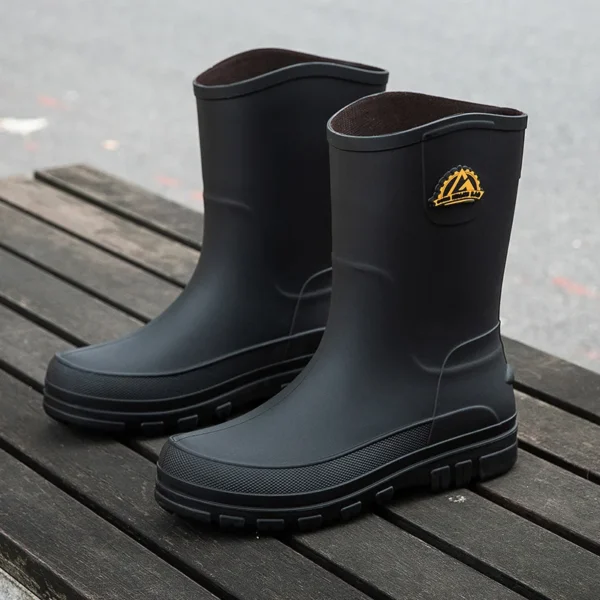 Men's Work Safety Shoes Men's Rain Boots Non-slip Water Shoes Mid-calf Boots Waterproof Rubber Shoes Fishing Shoe 1